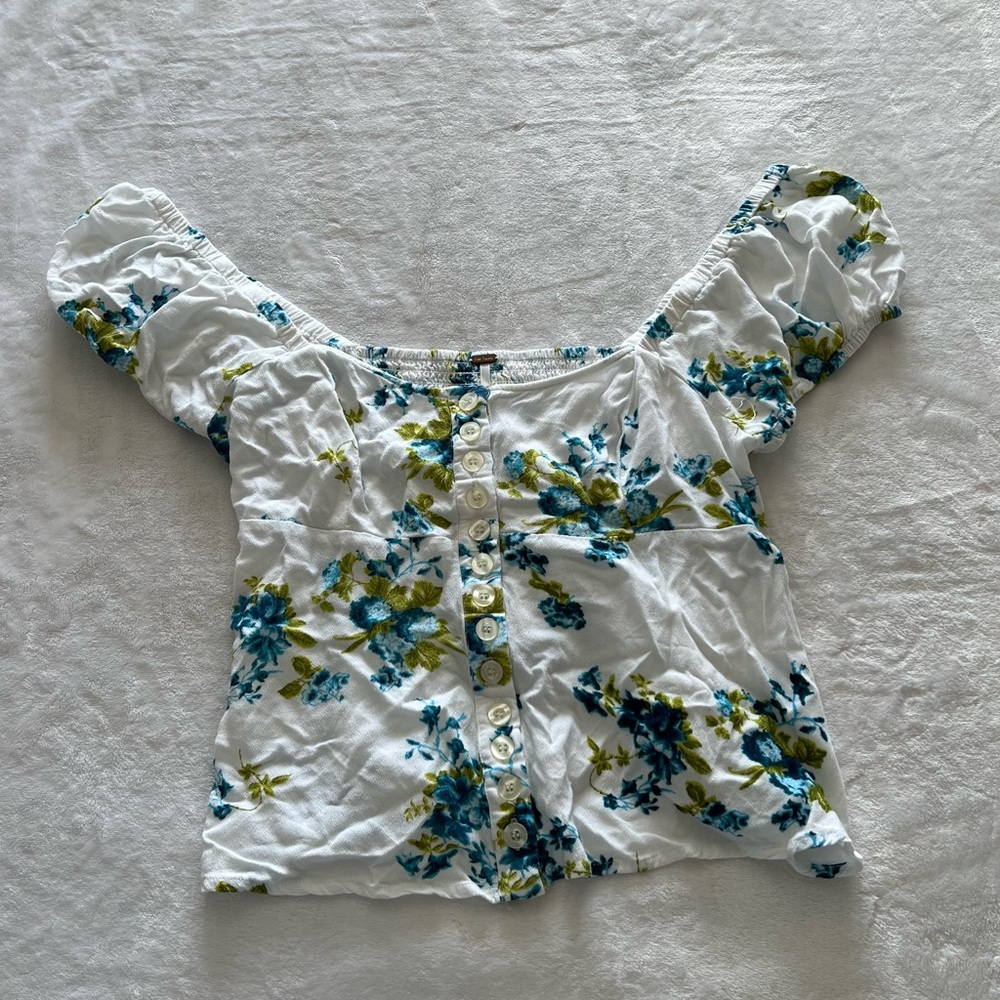 Free People Close to You Ivory Floral Print Top - Picture 3 of 8